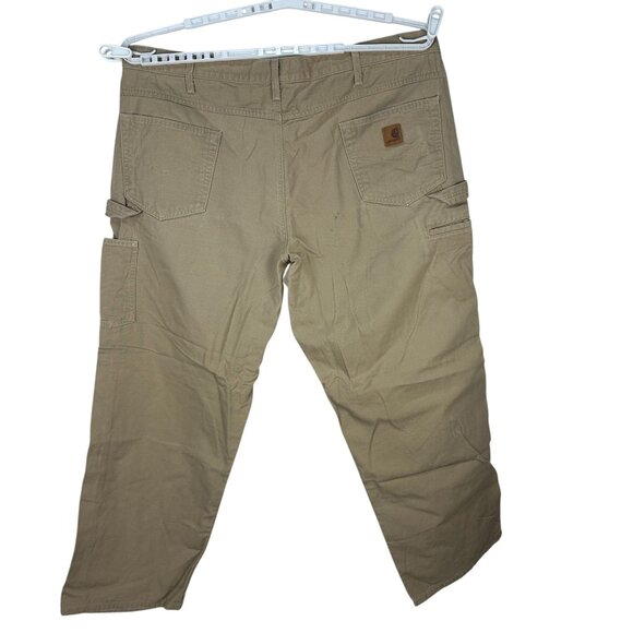Carhartt Mens Loose Fit Canvas Carpenter Pants Khaki Utility Workwear Size 42X30 - Picture 4 of 12